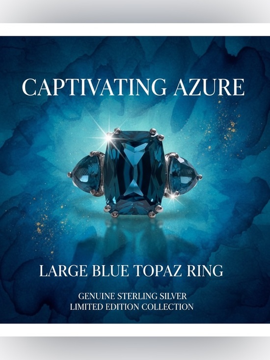 Jewelry - Something Blue!Elegant Genuine Blue Topaz Gemstone Ring, Sterling Silver, size 9